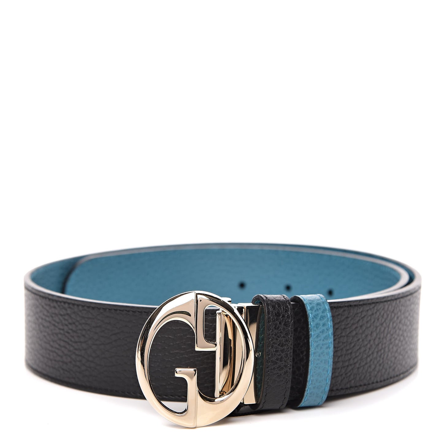 Dollar Calfskin 1973 Reversible Belt 80 32 Black Deep Cobalt