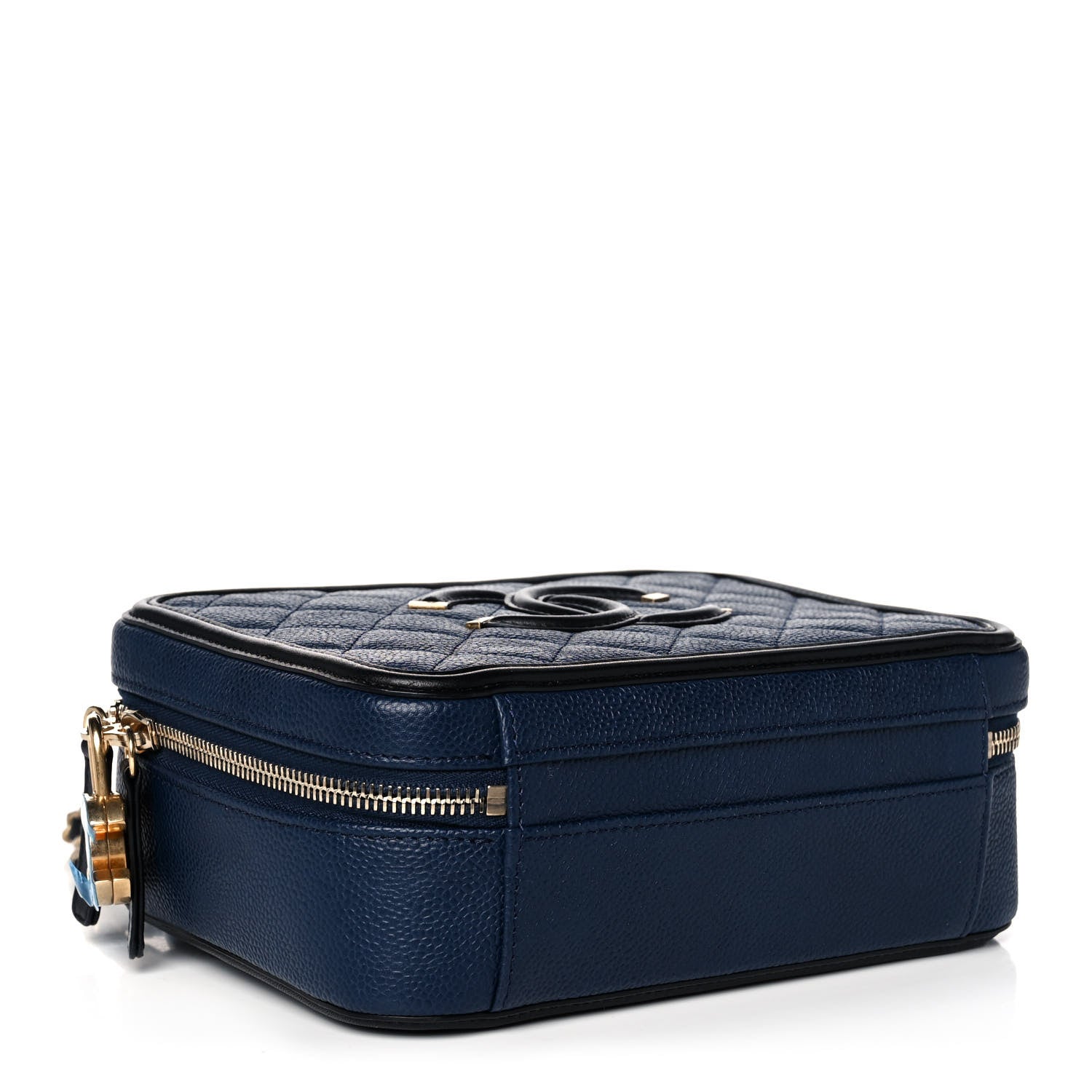 Chanel Caviar Quilted Small CC Filigree Vanity Case Navy Black 4 of 12