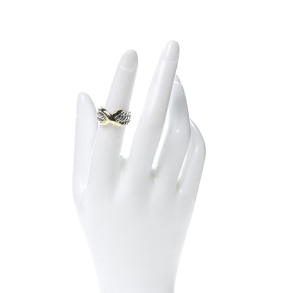 David Yurman Sterling Silver 14K Yellow Gold X Triple Row Ring 52 6 2 of 5