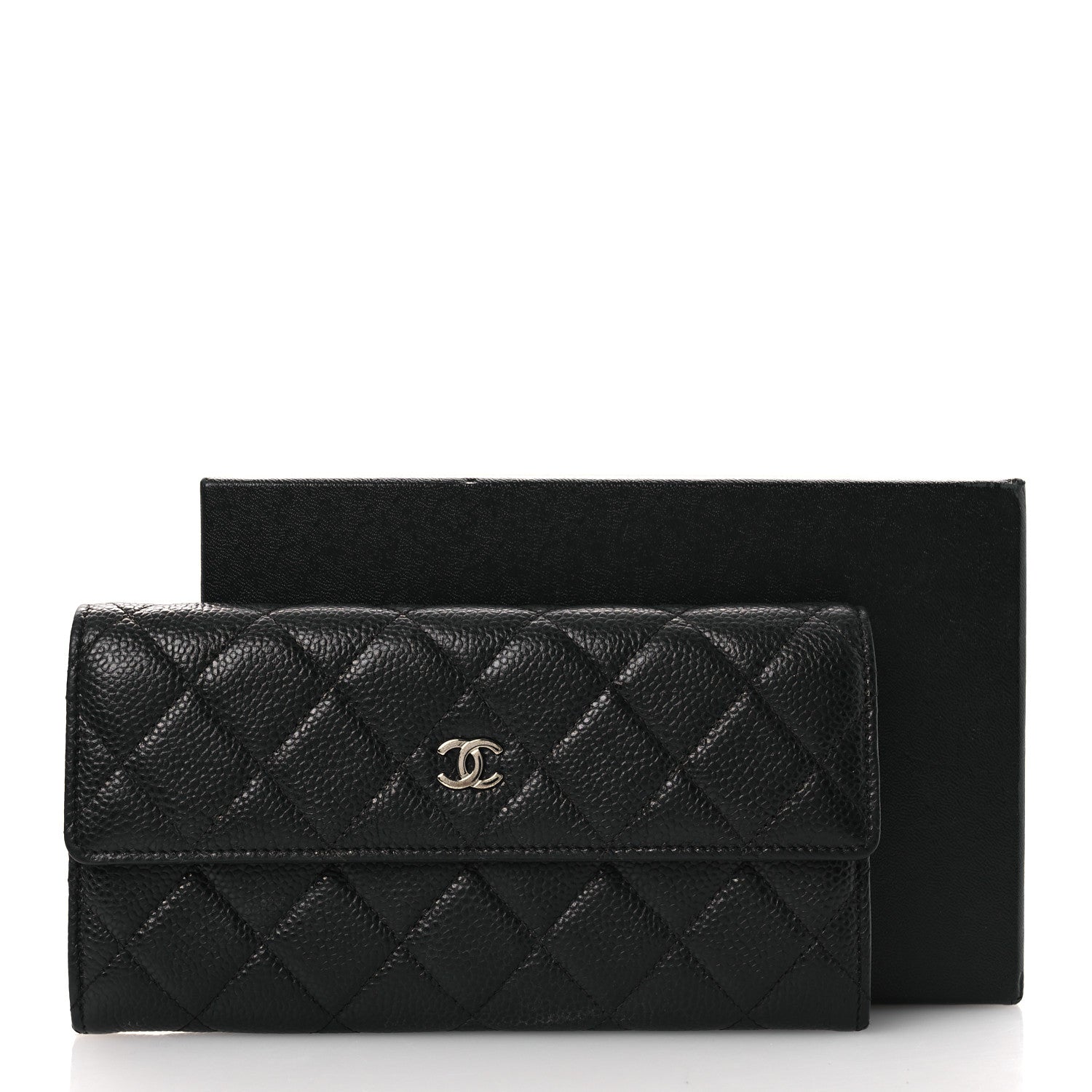 Chanel Caviar Quilted Large Gusset Flap Wallet Black 10 of 10