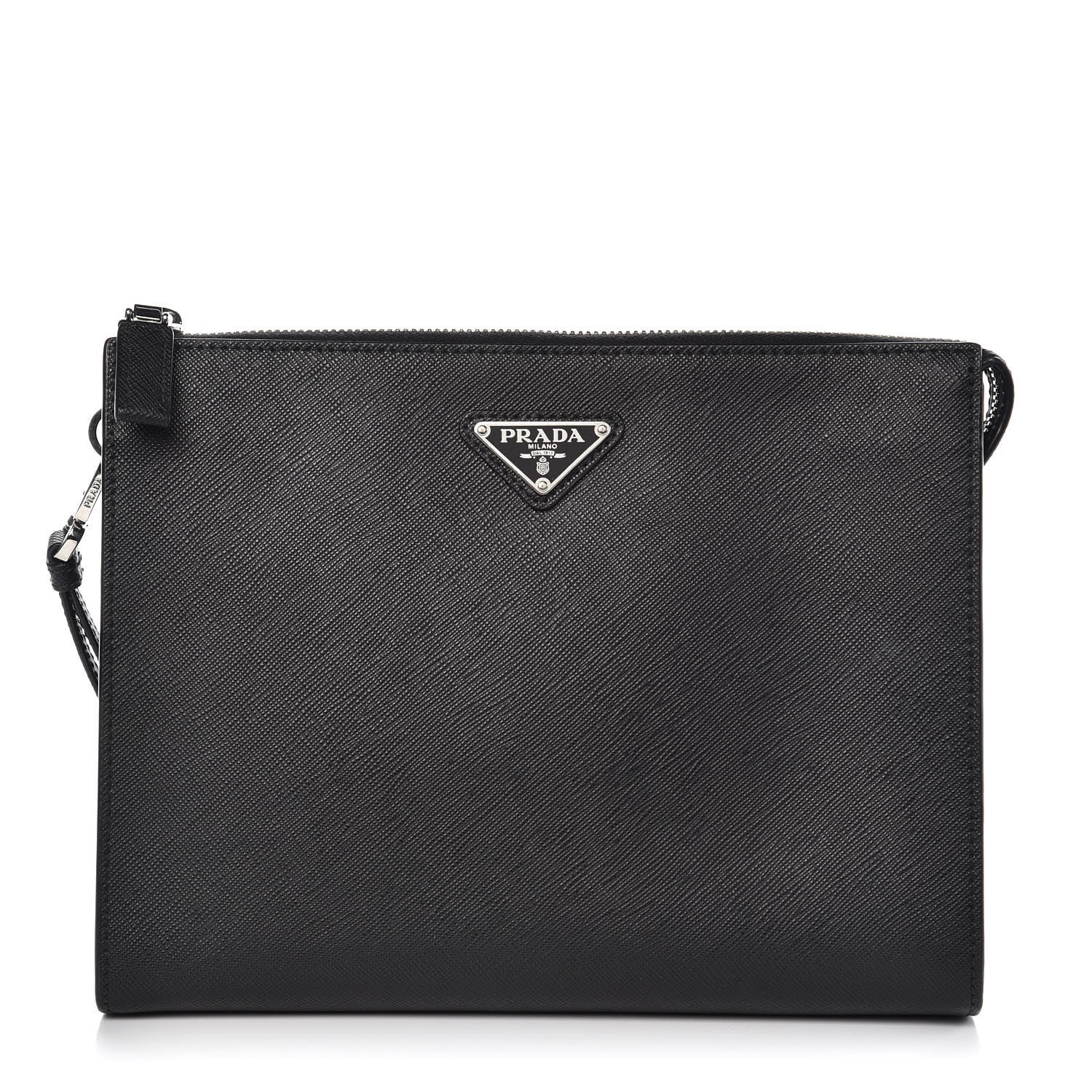 Prada Saffiano Pouch Wristlet Black 1 of 13