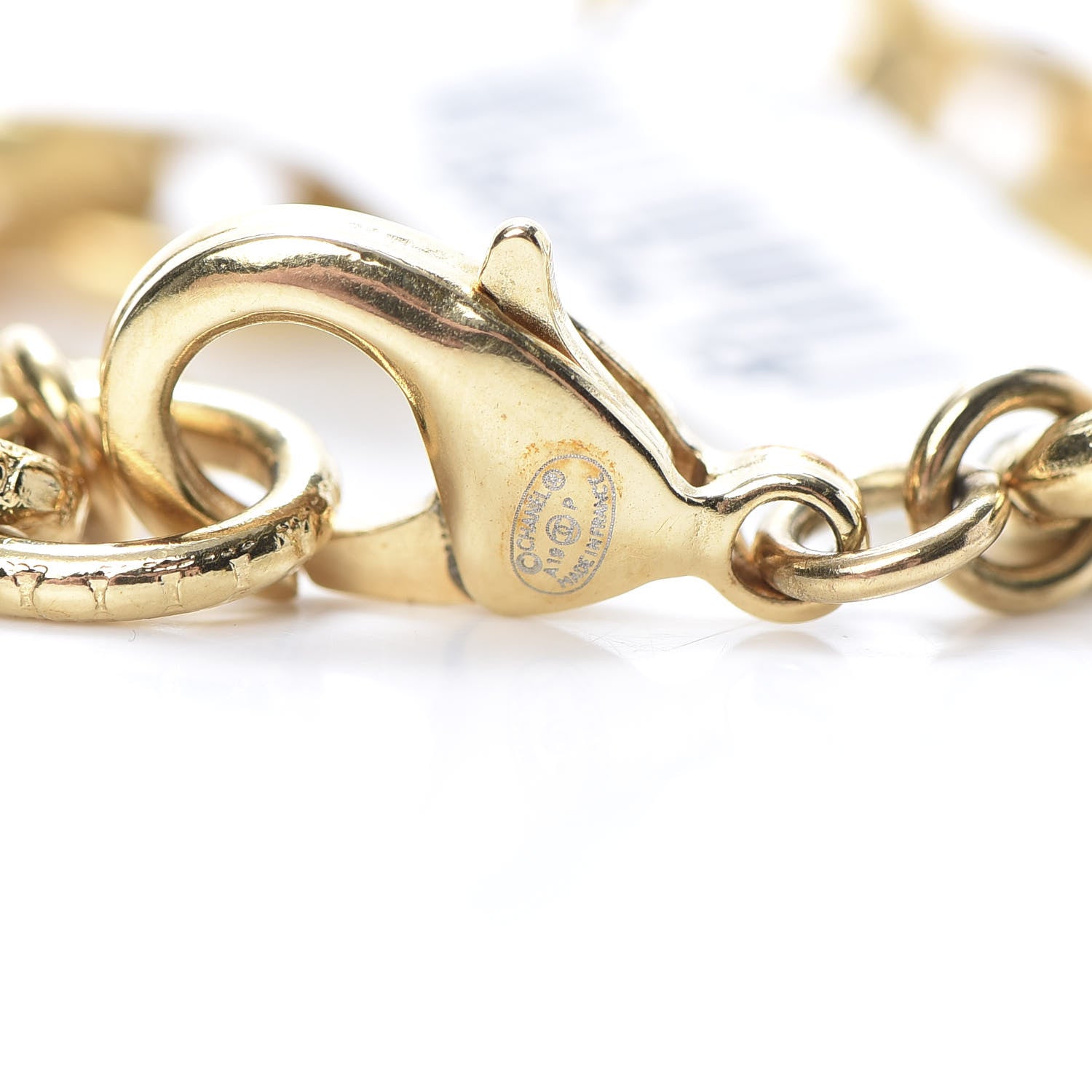 Chanel Crystal Chain Heart Bracelet Gold Pink 4 of 5