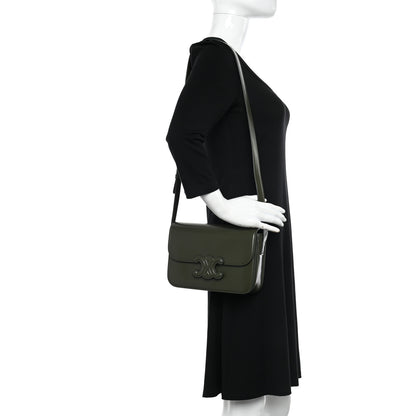 Celine Shiny Calfskin Cuir Triomphe Dark Olive 2 of 10