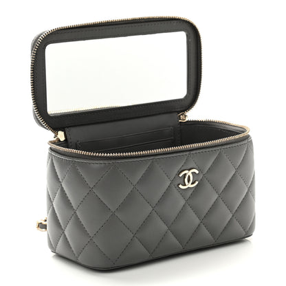Chanel Lambskin Quilted Small Top Handle Vanity Case With Chain Grey 5 of 12