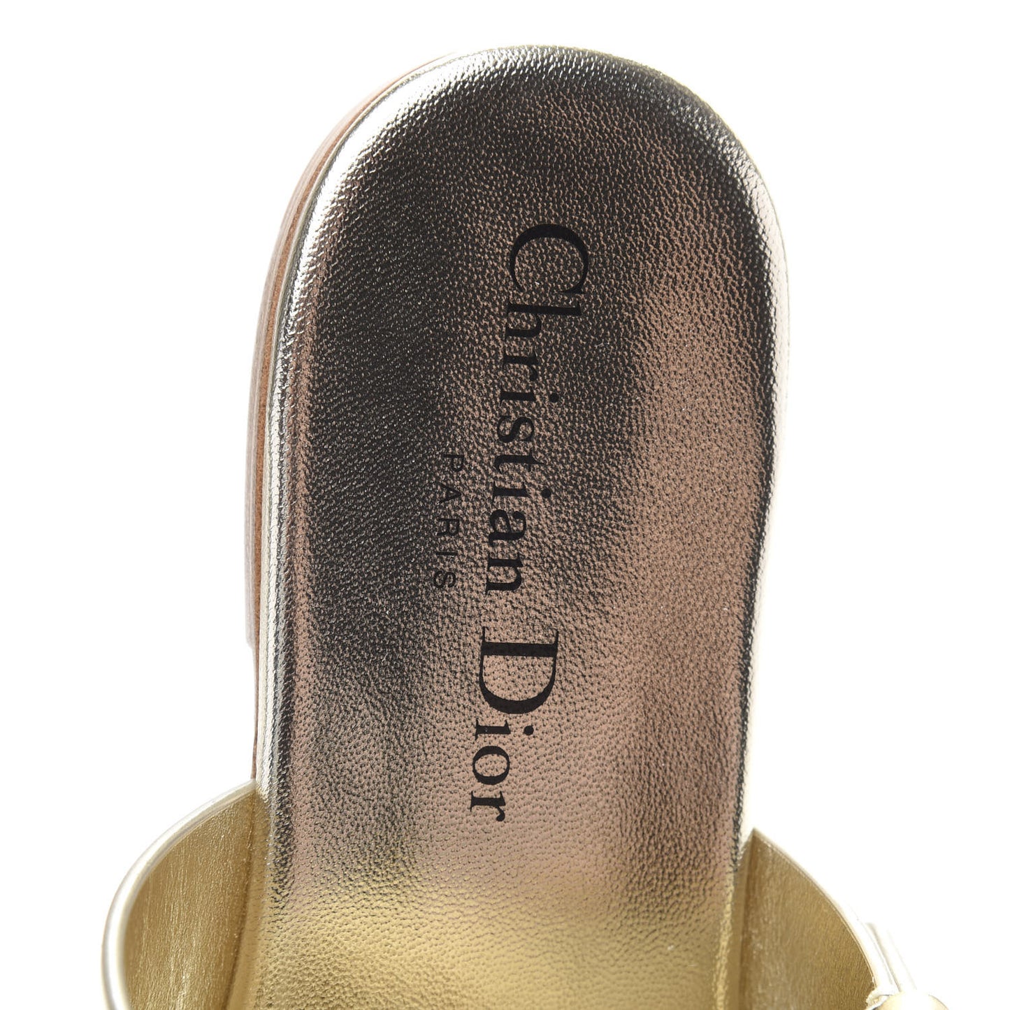 Laminated Calfskin D-Dior Sandal 38.5 Pale Gold