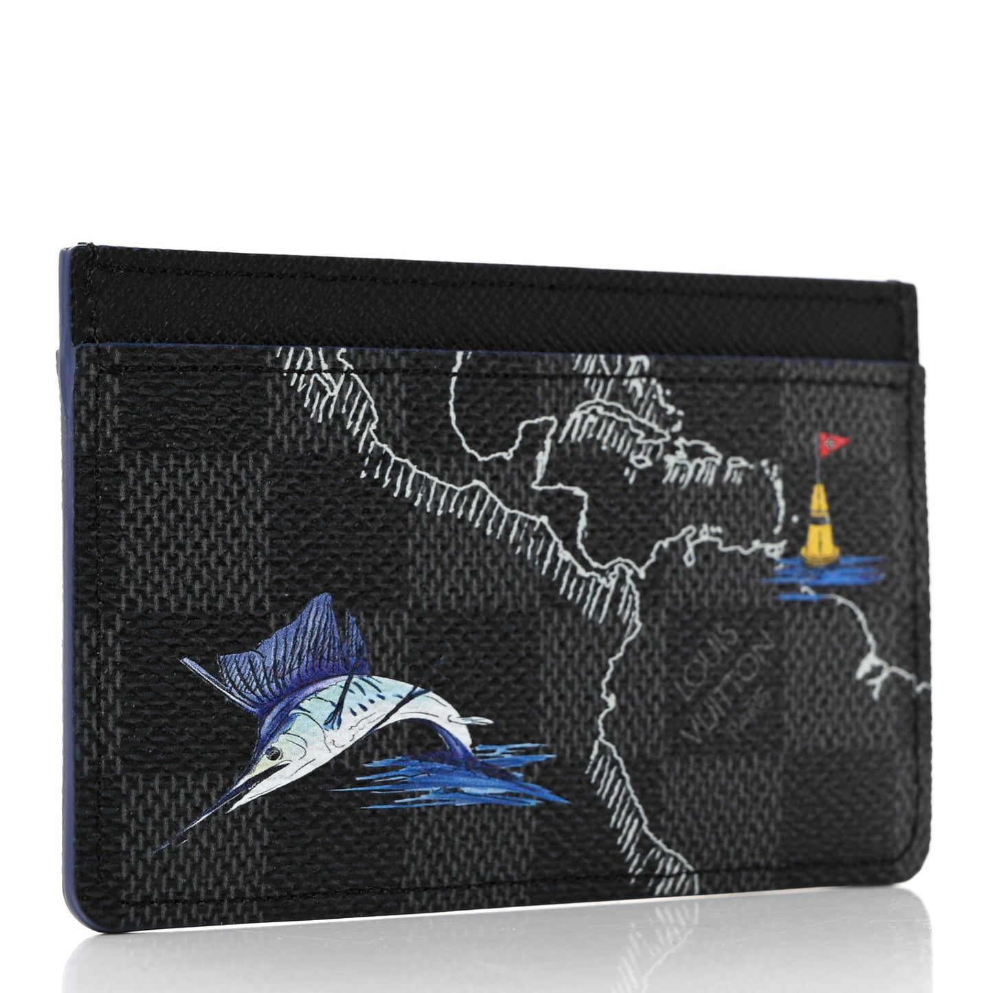 Damier Graphite World Map Porte Cartes Simple