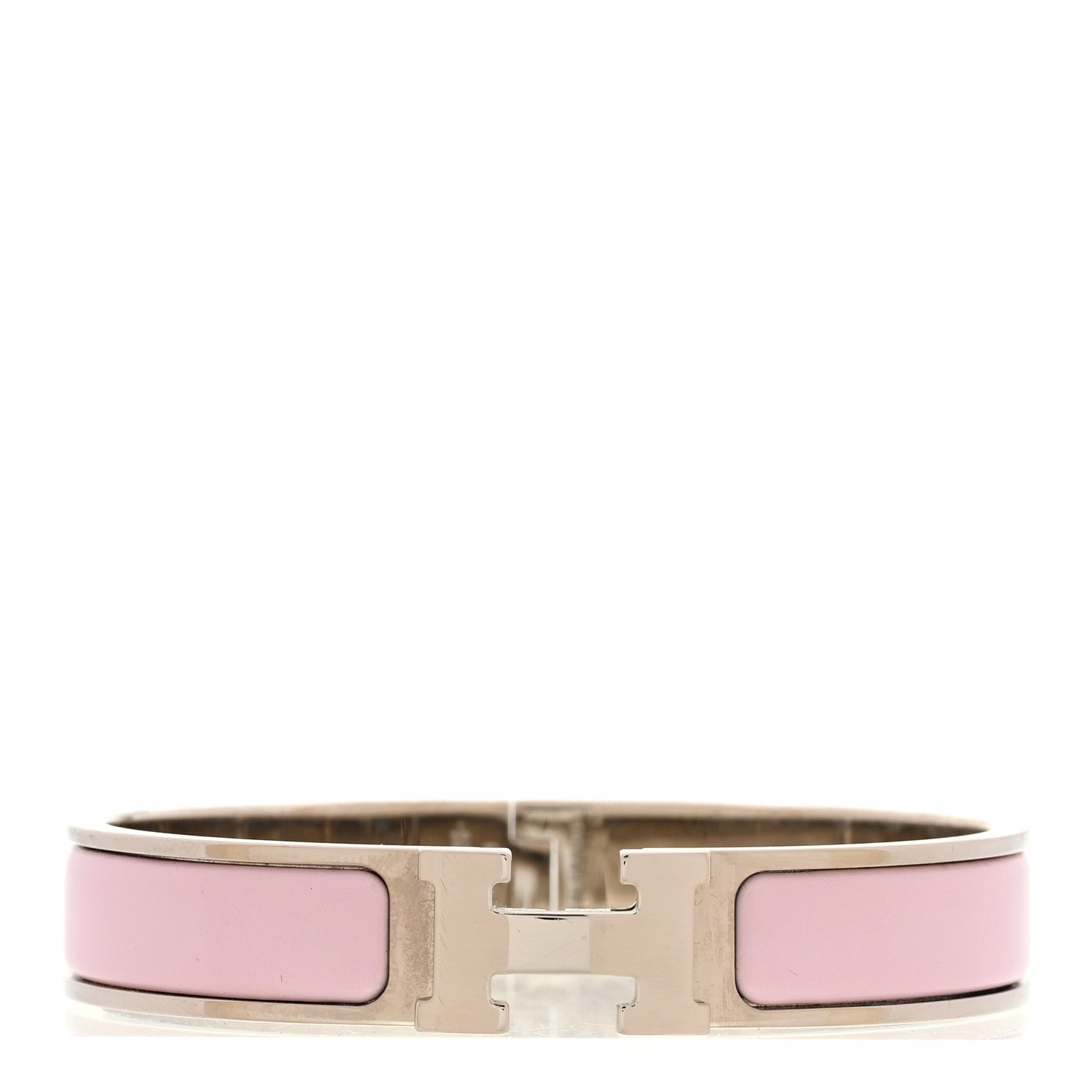 Hermes Enamel Narrow Clic Clac H Bracelet GM Rose Candeur 1 of 4