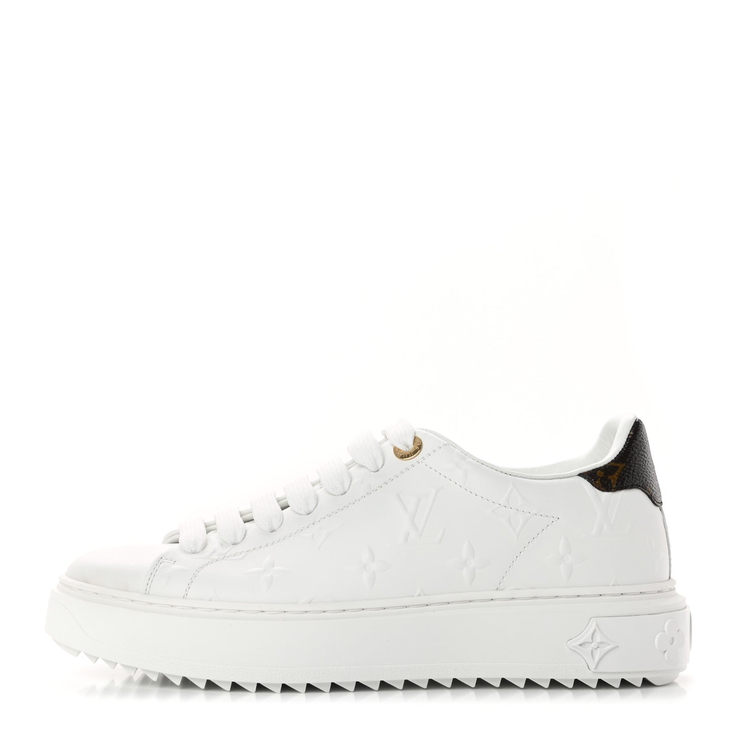Lambskin Embossed Monogram Time Out Sneakers 37 White