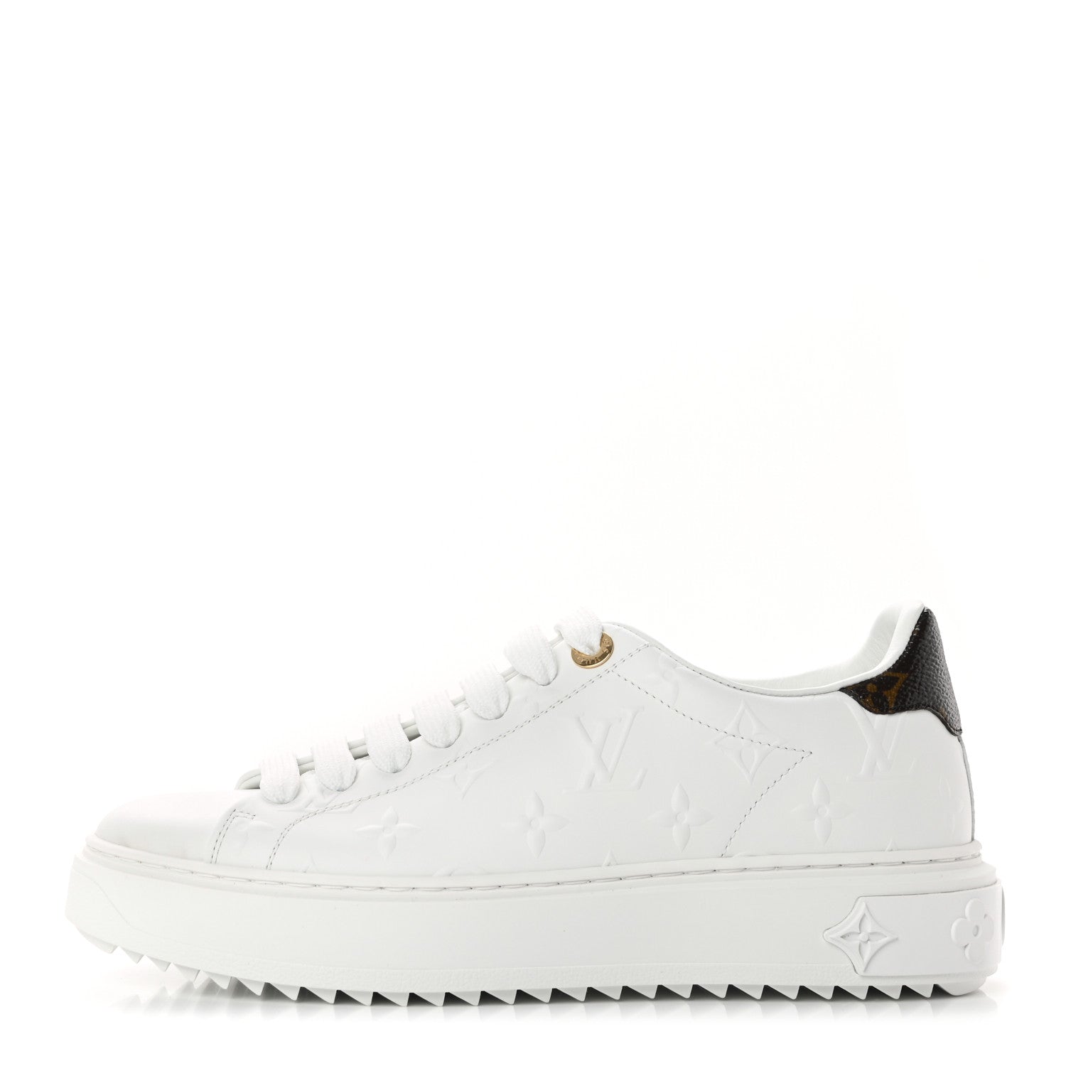Louis Vuitton Lambskin Embossed Monogram Time Out Sneakers 37 White 1 of 10
