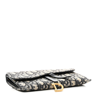 Christian Dior Oblique Saddle Chain Long Wallet Blue 5 of 8