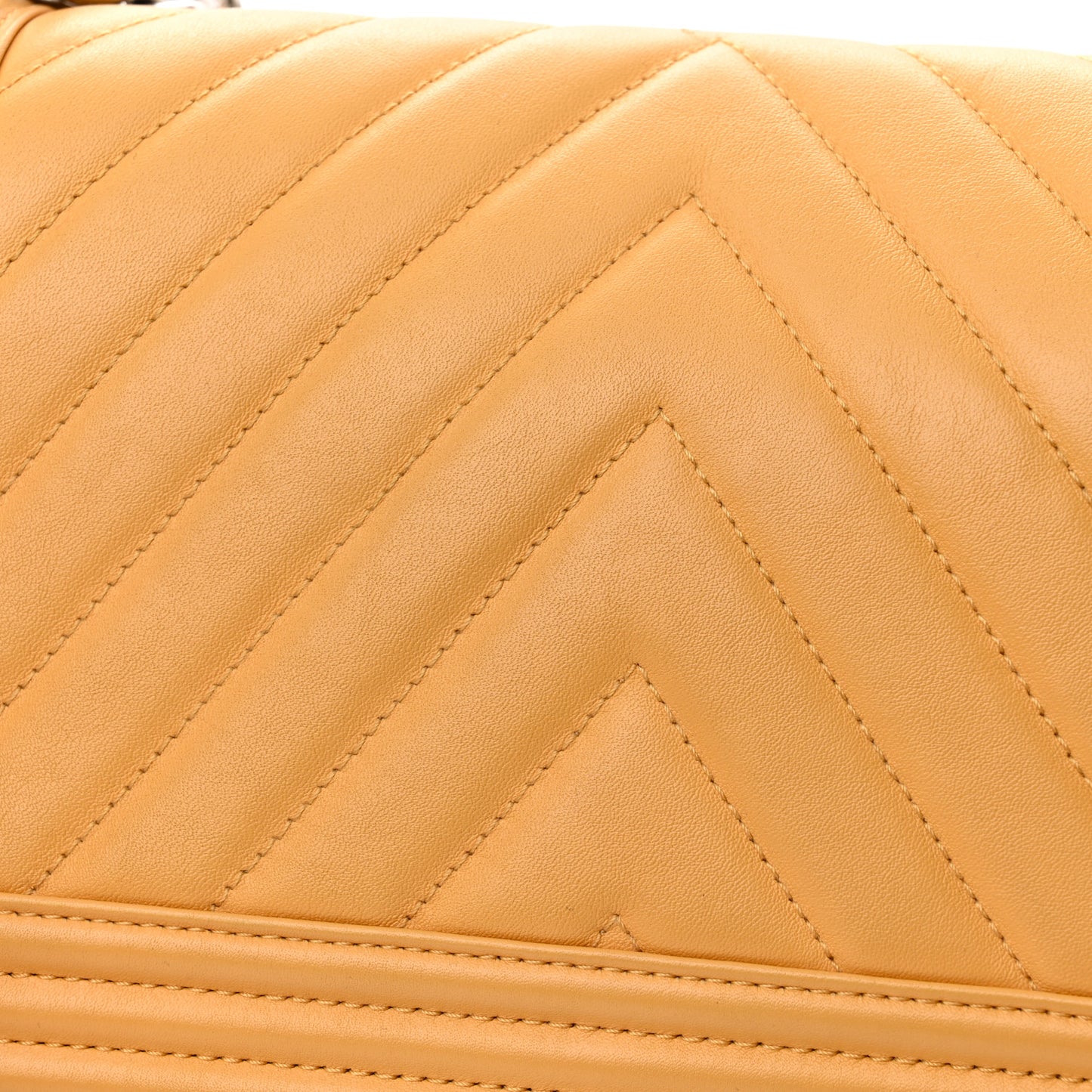 Calfskin Chevron Quilted Medium Boy Flap Yellow