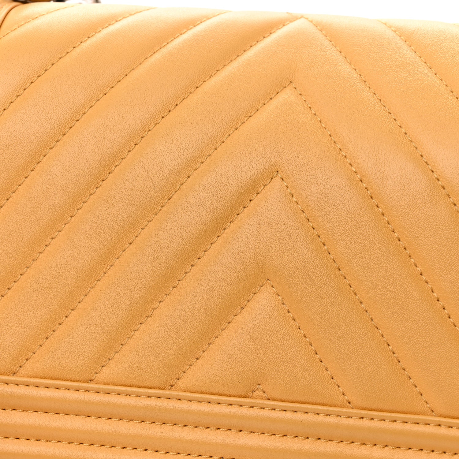 Chanel Calfskin Chevron Quilted Medium Boy Flap Yellow 13 of 15