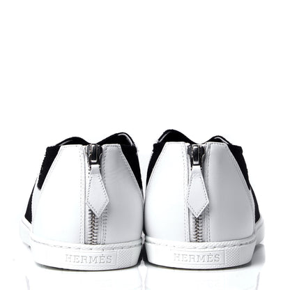 Hermes Mesh Calfskin Oxygene Sneakers 38 Black White 4 of 5