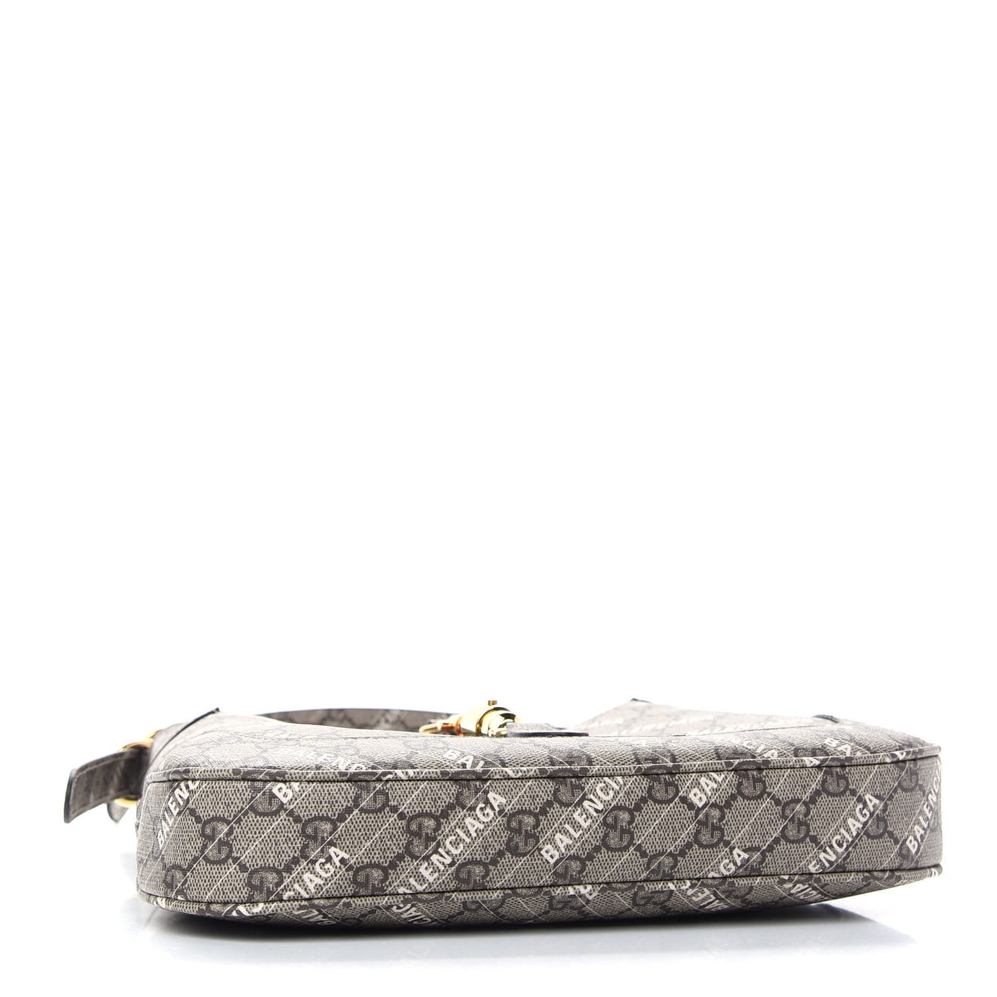 X BALENCIAGA GG Supreme Monogram Striped Logo Print Web Small Jackie 1961 Hobo Beige Ebony Mystic White