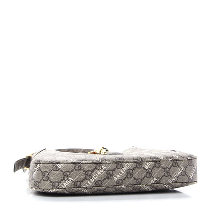Gucci X BALENCIAGA GG Supreme Monogram Striped Logo Print Web Small Jackie 1961 Hobo Beige Ebony Mystic White 4 of 9