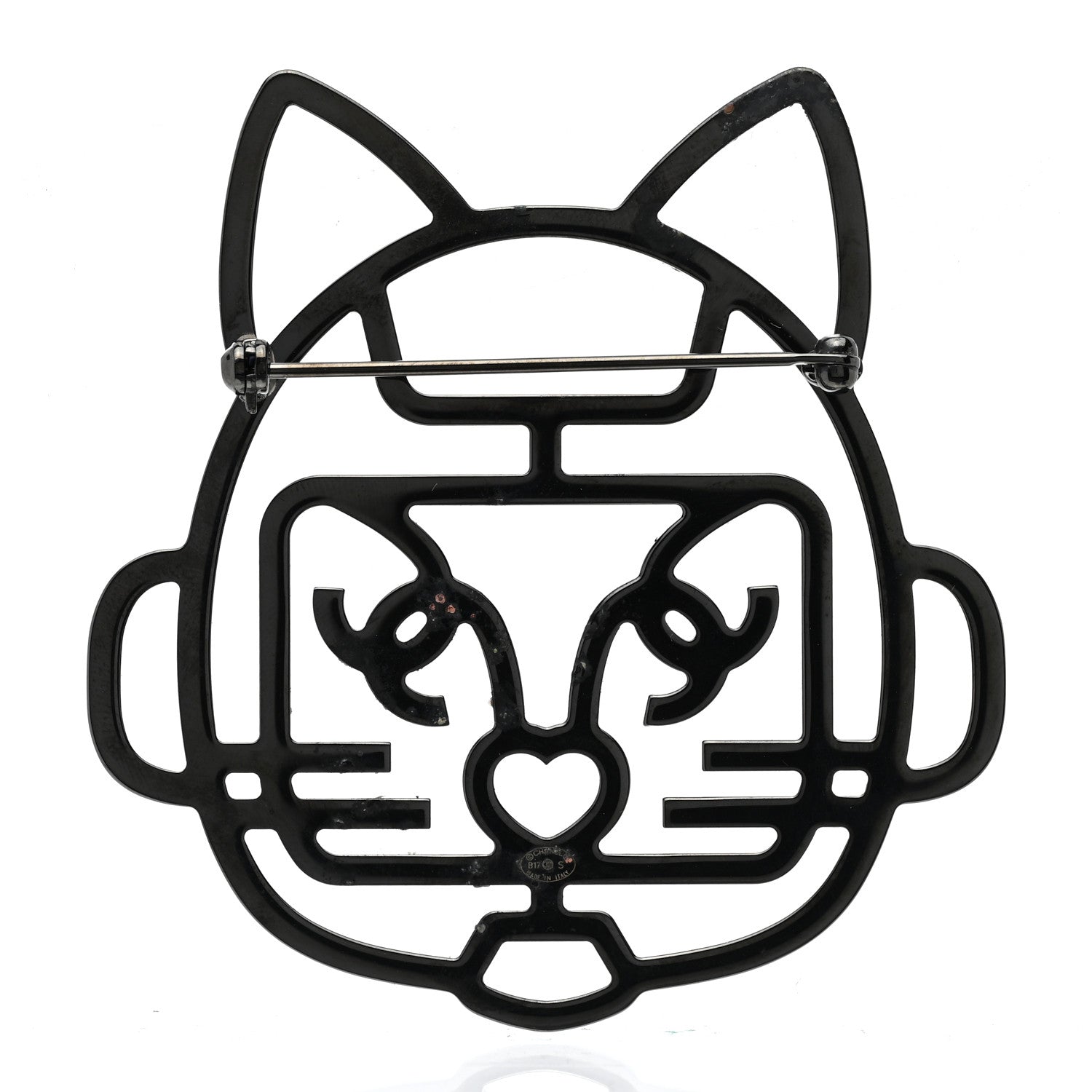 Chanel Strass Crystal Emoji Robot Cat Brooch Blue 3 of 5