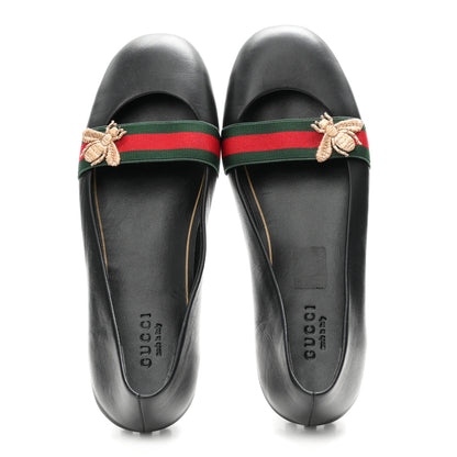 Gucci Calfskin Bayadere Bee Ballerina Flats 35.5 Black 2 of 10