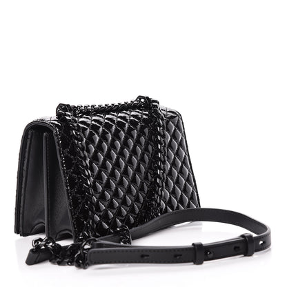 Alexander McQueen Patent Quilted Small Jeweled Knuckle Satchel Black 3 of 11
