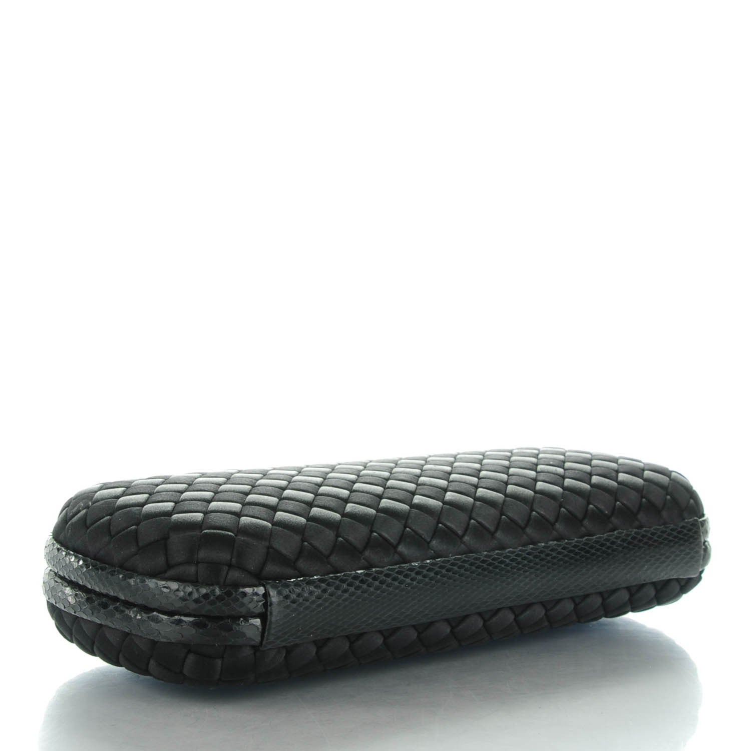 Bottega Veneta Satin Ayers Intreccio Impero Stretch Knot Clutch Black 4 of 6
