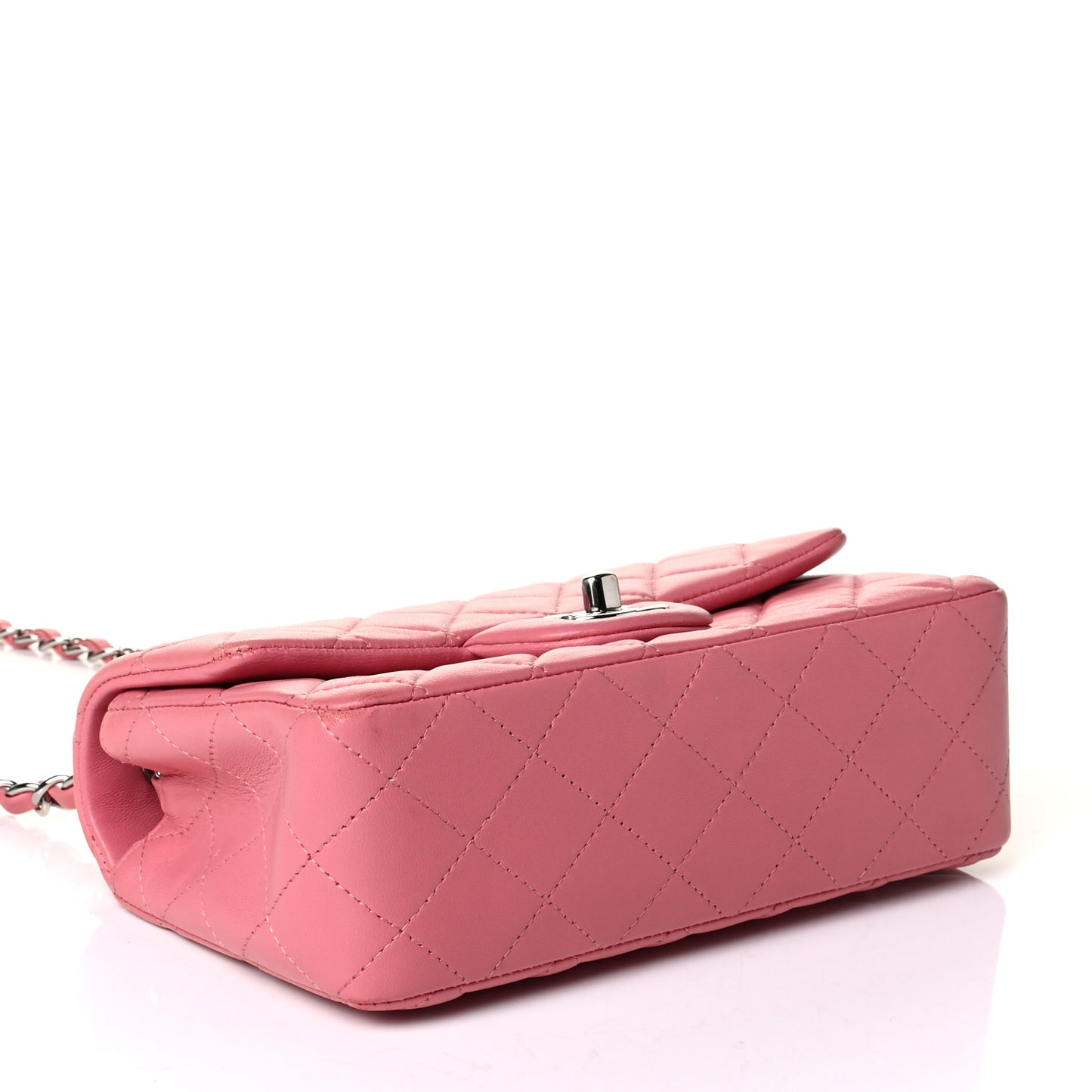 Lambskin Quilted Mini Rectangular Flap Pink
