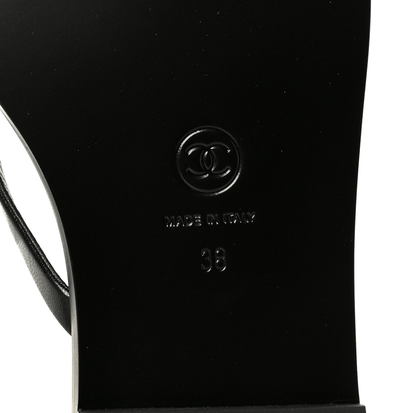 Lambskin CC Times Square Thong Sandals 38 Black