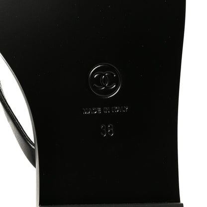 Chanel Lambskin CC Times Square Thong Sandals 38 Black 8 of 11