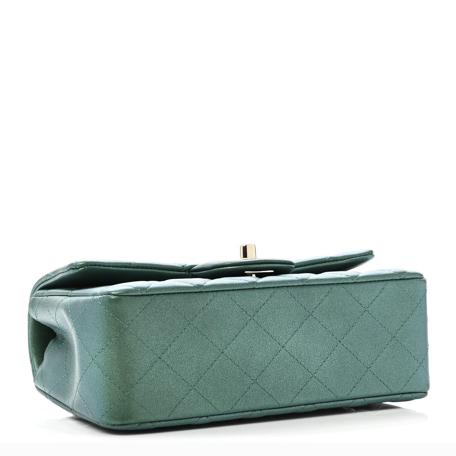 Chanel Iridescent Lambskin Quilted Mini Rectangular Flap Green 4 of 10