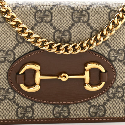 Gucci GG Supreme Monogram Azalea Calfskin Horsebit 1955 Wallet On Chain Beige Ebony Brown Sugar 9 of 11