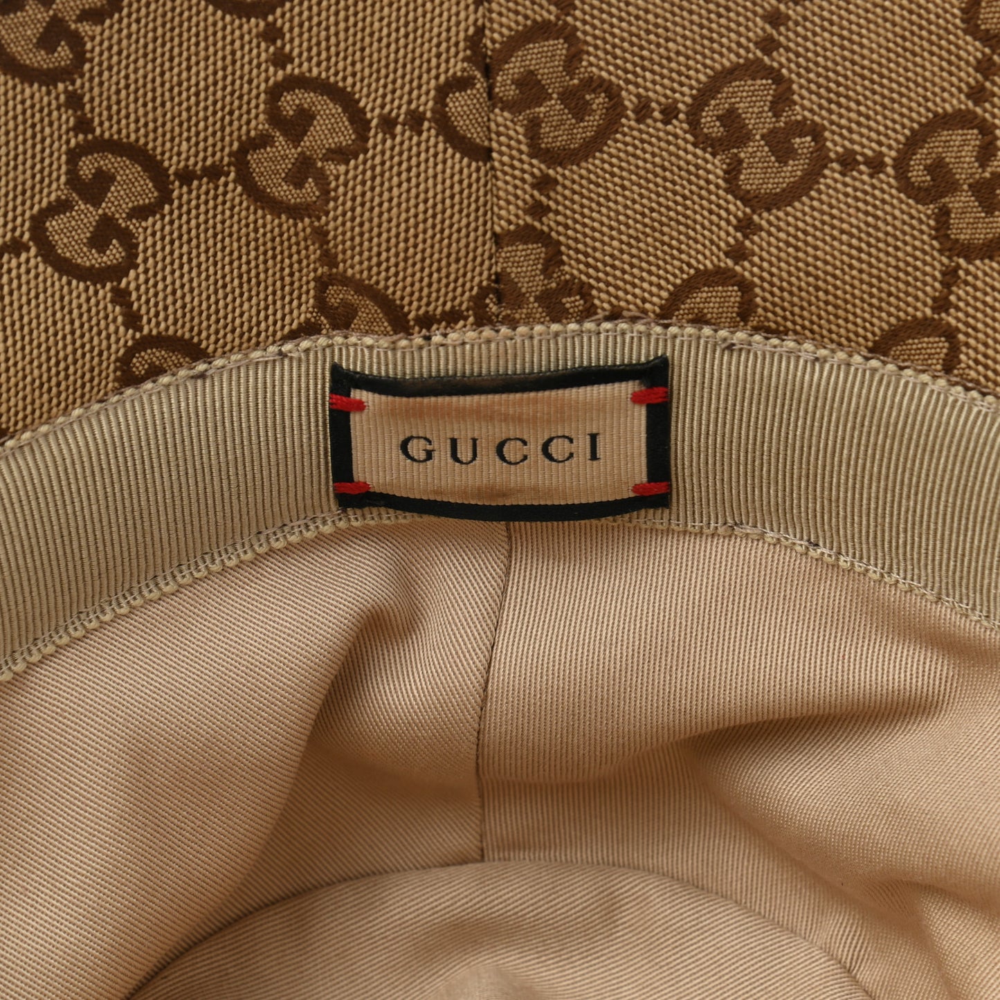 Monogram Textured Dollar Calfskin GG Jago Bucket Hat S Cacao Beige