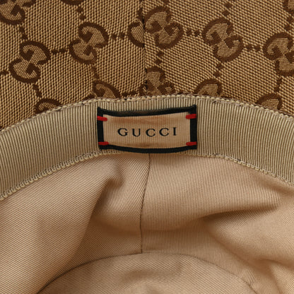 Gucci Monogram Textured Dollar Calfskin GG Jago Bucket Hat S Cacao Beige 8 of 11