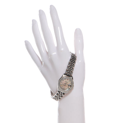 Rolex Stainless Steel Diamond Mother of Pearl 26mm Oyster Perpetual DateJust Watch 2 of 11