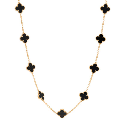 Van Cleef & Arpels 18K Yellow Gold Black Onyx 20 Motifs Vintage Alhambra Necklace 1 of 6