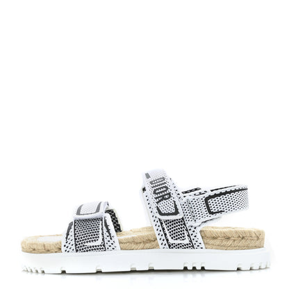Christian Dior Technical Knit Jute Dioract 10mm Sandals 38 White Black 1 of 7