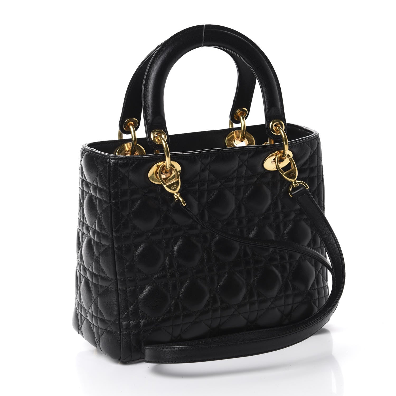 Christian Dior Lambskin Cannage Medium Lady Dior Black 4 of 11