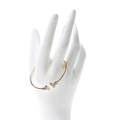 Tiffany 18K Rose Gold Diamond T Wire Bracelet 2 of 5