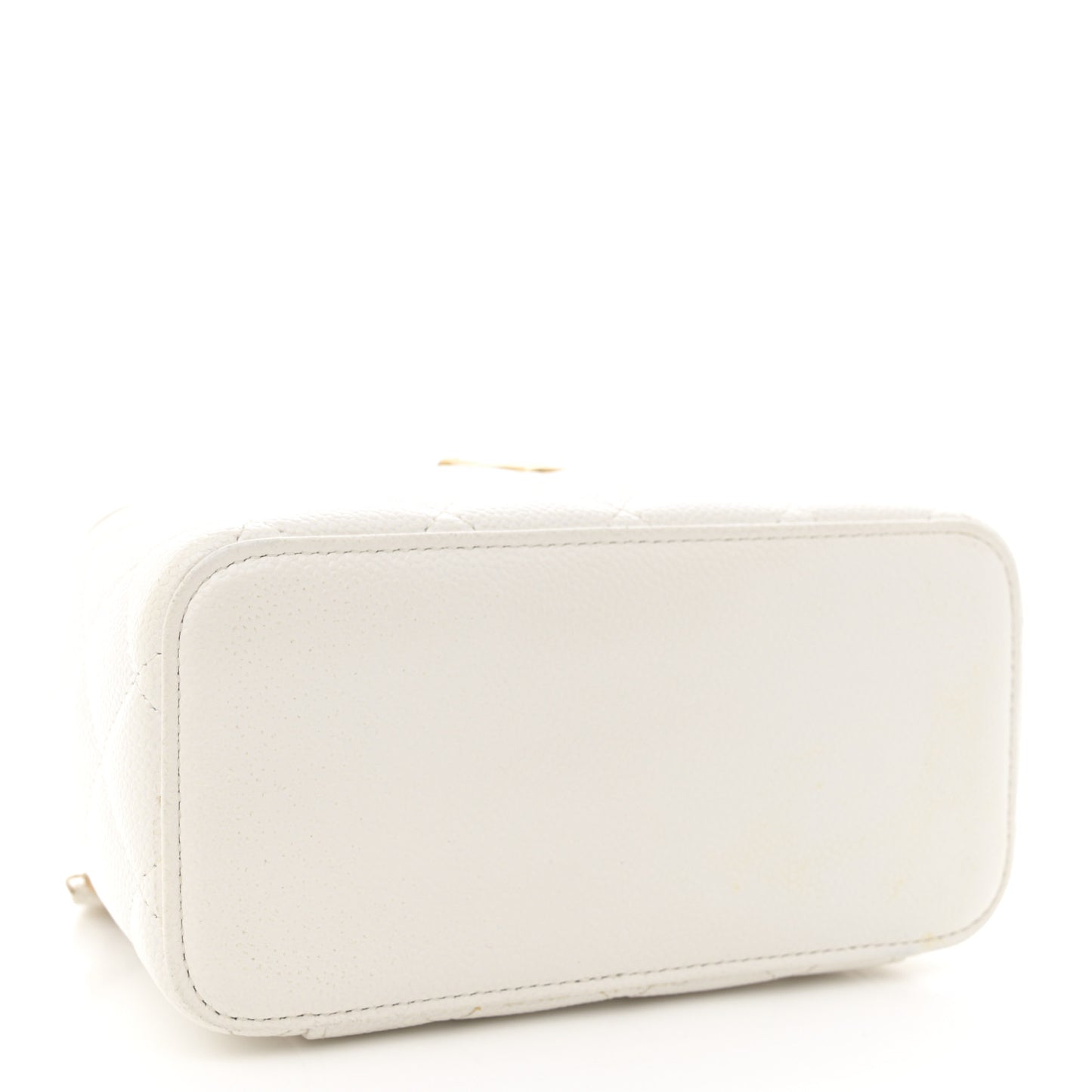 Shiny Caviar Quilted Pick Me Up Vanity Case White