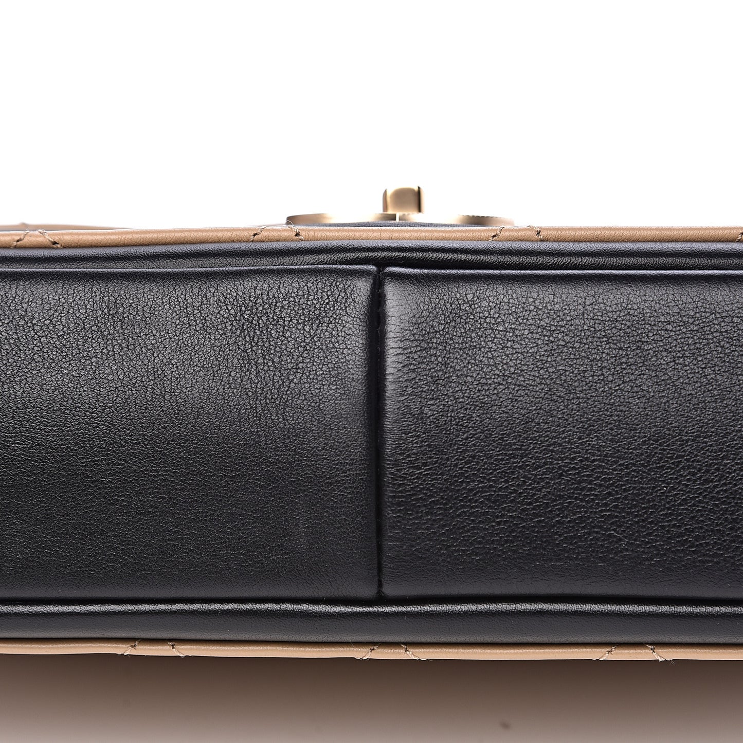 Calfskin Quilted Medium Graphic Flap Beige Black