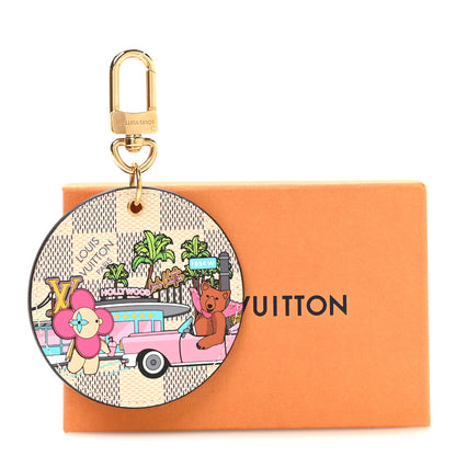 Louis Vuitton Damier Azur 2021 Christmas Animation Hollywood Bag Charm Fuchsia 5 of 5