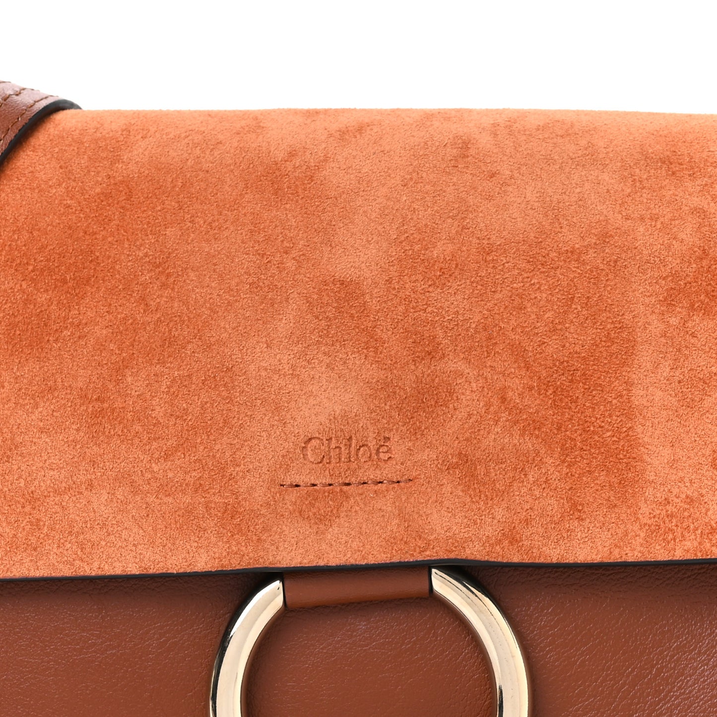 Suede Calfskin Small Faye Shoulder Bag Tobacco