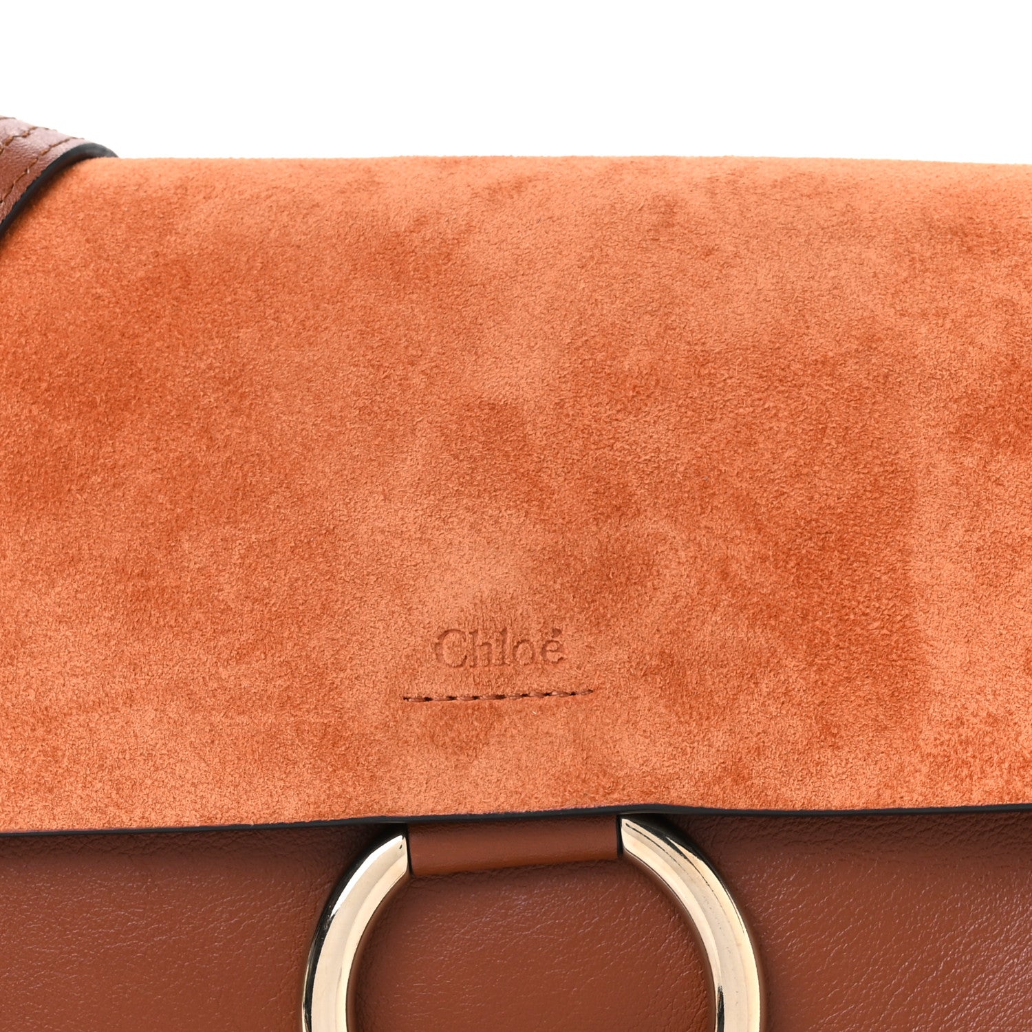 Chloe Suede Calfskin Small Faye Shoulder Bag Tobacco 8 of 12