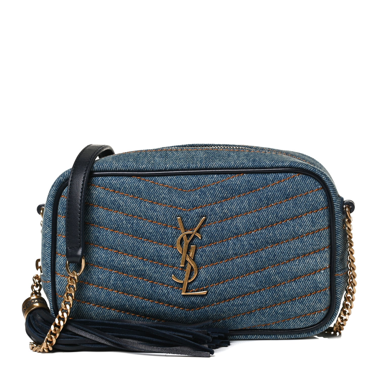 Saint Laurent Denim Matelasse Monogram Mini Lou Camera Bag California Blue 1 of 12