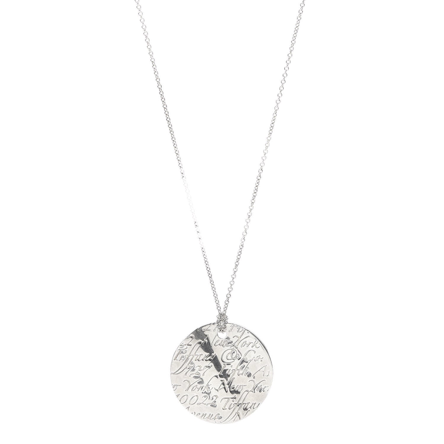 Tiffany Sterling Silver Notes Round Pendant Necklace 1 of 5
