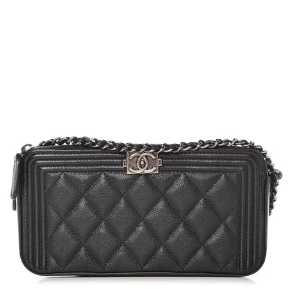 Chanel Calfskin Quilted Small Boy Clutch With Chain Black 1 of 9