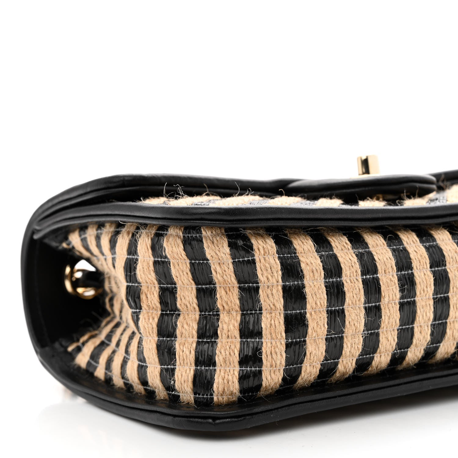 Chanel Raffia Jute Striped Small Urban Jungle Single Flap Black Beige 9 of 11
