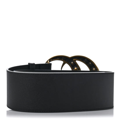 Gucci Moon Calfskin Pearl Double G 70mm Belt 75 30 Black Cream 2 of 5