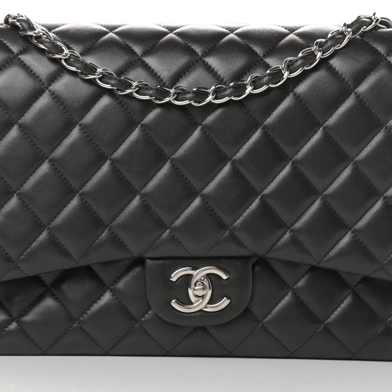 Chanel Lambskin Quilted Maxi Double Flap Black 8 of 21