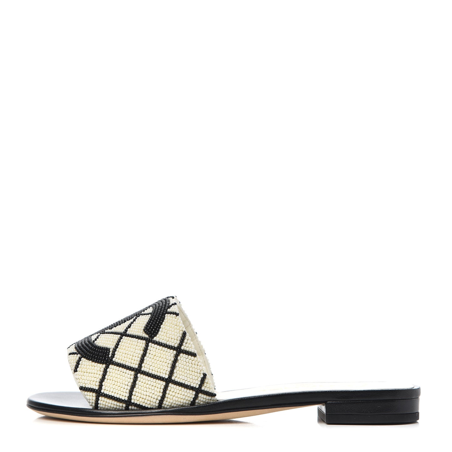 Pearl Embroidery CC Mules 35 Black White