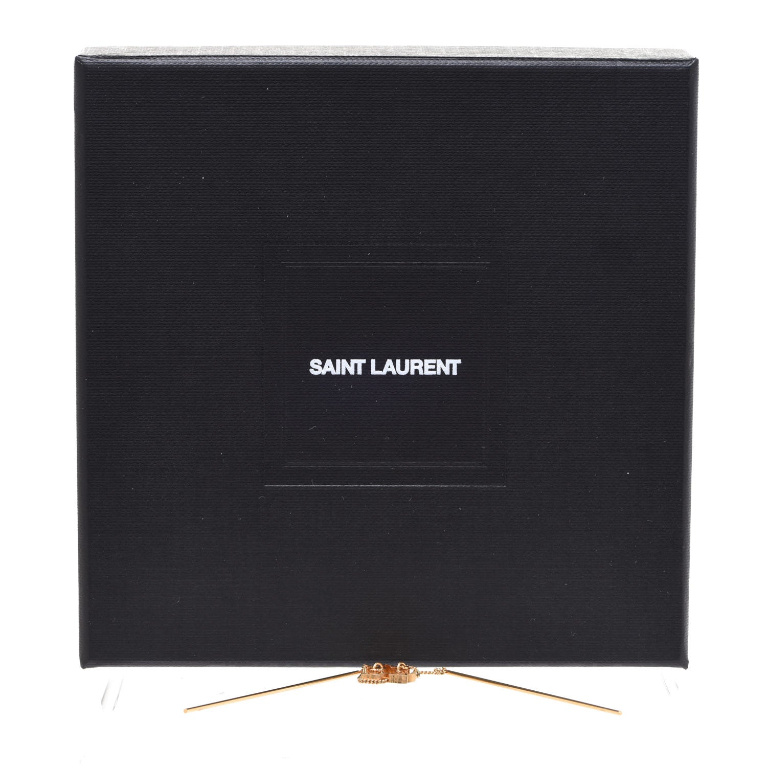 Saint Laurent Metal Monogram Pendant Threader Earrings Gold 4 of 4