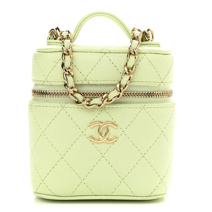 Chanel Caviar Quilted Small Handle With Care Vanity Case With Chain Light Green 1 of 11