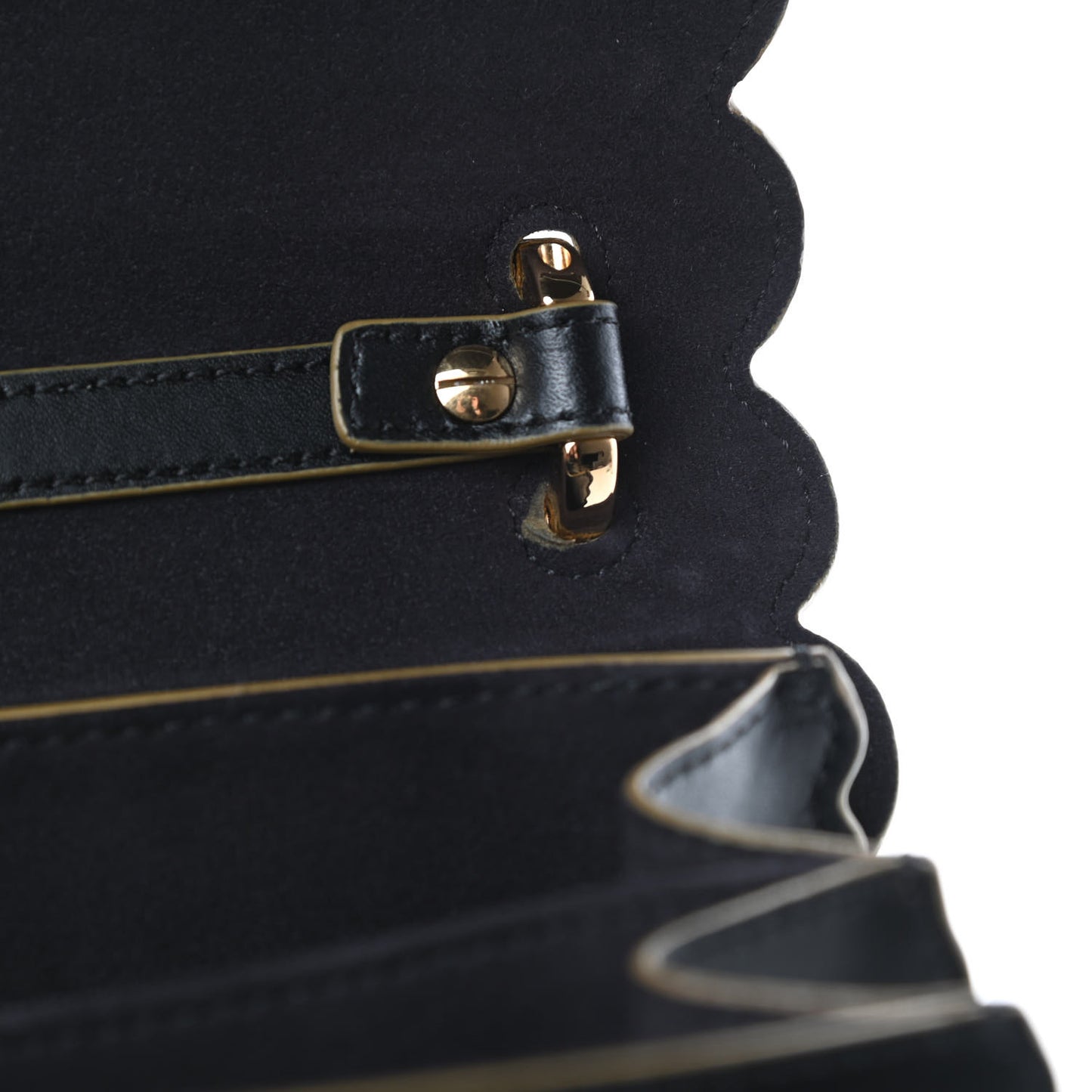 Vitello Liberty Scalloped Studded Kan I Shoulder Bag Black